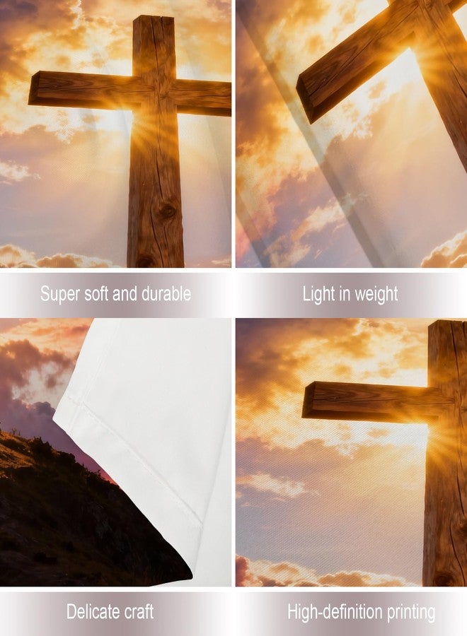 Shrahala Orange Cross At Sunset Wall Tapestry, Black Easter Wall Hanging Blacklight Tapestry Polyester Fiber White Hem Around For Dorm Room Bedroom 39.1 X 59.1 In - Image 5